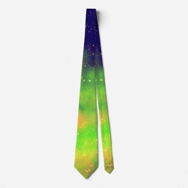 Navy Green Nightsky milkyway,  stars Neck Tie (Front)