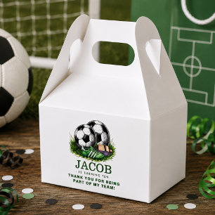 Navy green Soccer Kids Watercolor Favor Boxes