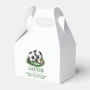 Navy green Soccer Kids Watercolor Favor Boxes