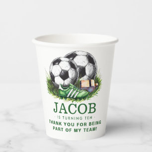 Navy green Soccer Kids Watercolor Paper Cups