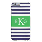 Navy Green Stripes Monogram