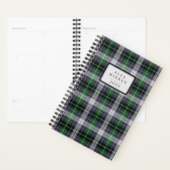 Navy & Green Tartan Pattern Planner (Display)