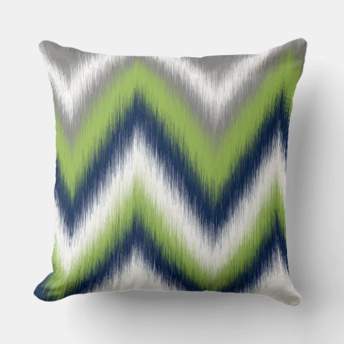 Navy Green White ikat throw pillow