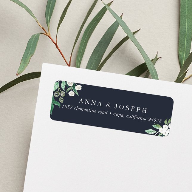Navy | Greenhouse Botanical Return Address Label (Creator Uploaded)
