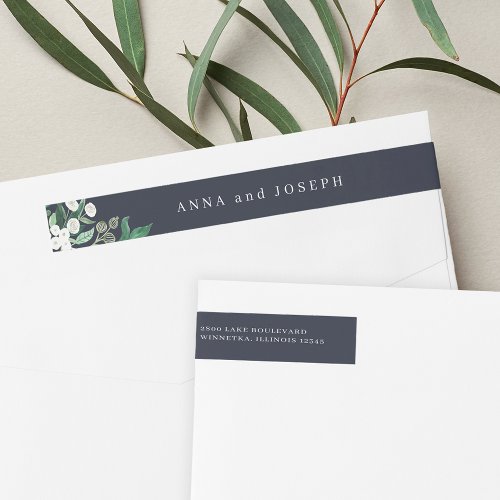 Navy  Greenhouse Watercolor Return Address Wrap Around Label