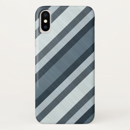 Navy Grey Gray Stripes iPhone XS Case
