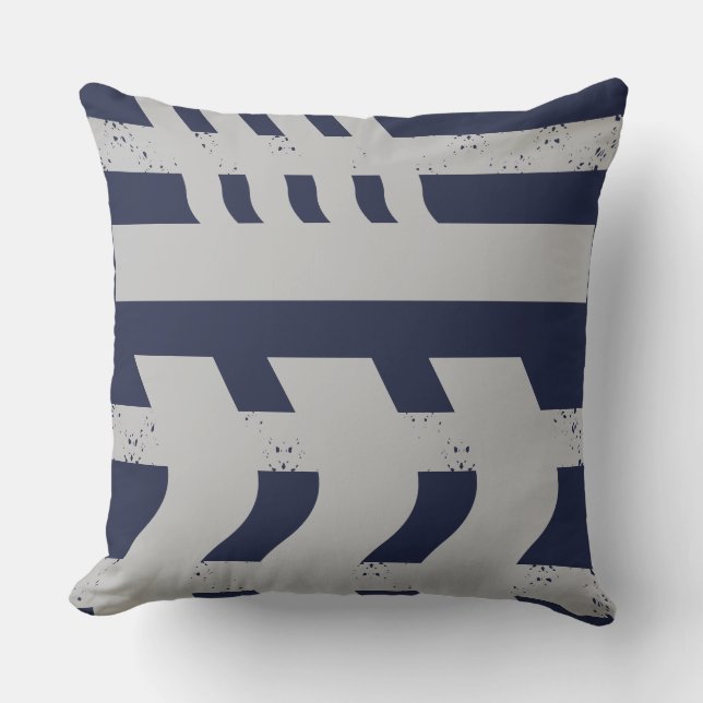 Navy Grey Pattern Throw Pillow (Front)