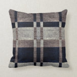 Navy &amp; Grey Stripe Box Pattern Throw Pillow