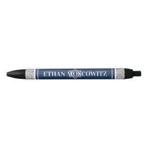 Navy, Grey, White Star of David Bar Mitzvah Pen