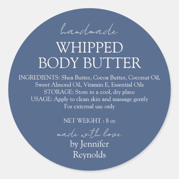 Navy Handmade Body Butter Organic Classic Round Sticker