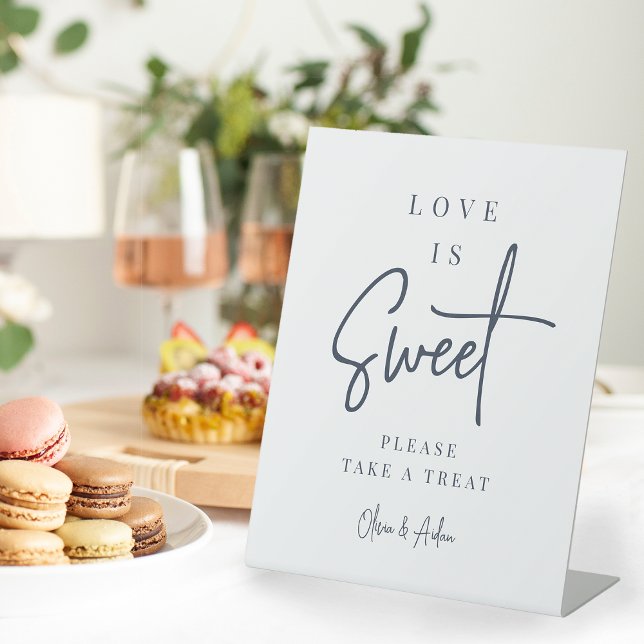 Navy | Handwritten Script Wedding Dessert Table Pedestal Sign (Creator Uploaded)