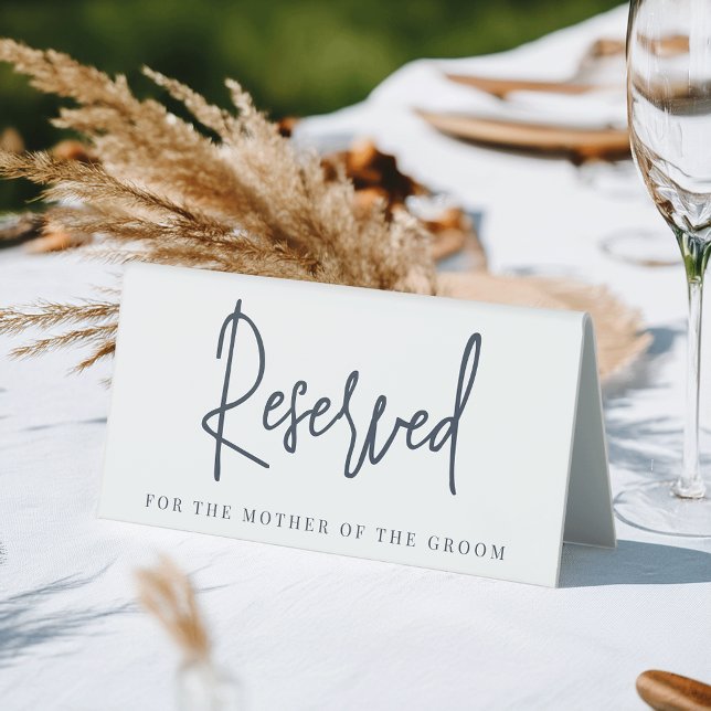 Navy | Handwritten Script Wedding Reserved Seating Table Tent (Creator Uploaded)