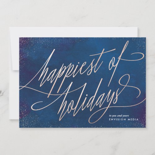 Navy Happiest of Holidays Script Non_Photo Card