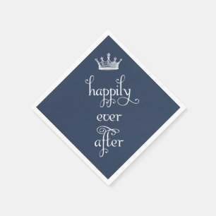 Navy Happily Ever After Crown Napkins
