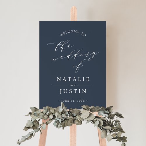 Navy  Happily Ever After Wedding Welcome Sign