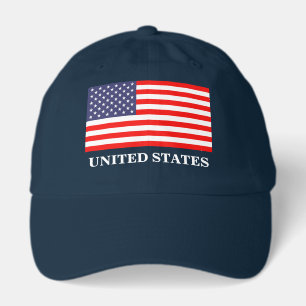 Navy hat with flag of America. Patriotic US cap