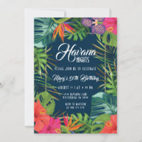 Navy Havana Nights Floral Tropical Birthday