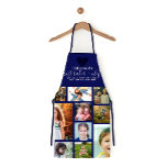 Navy Heart Best Baker Chef Grandma Photo Collage Apron<br><div class="desc">This cute and sweet apron is perfect for any grandma. It features 13 customizable photos of her beautiful grandchildren. It also features the quote, "Proud Grandma. Best baker and chef, sprinkling every grandchild with love and affection, " in black handwritten cursive typography and dark navy heart on top of a...</div>