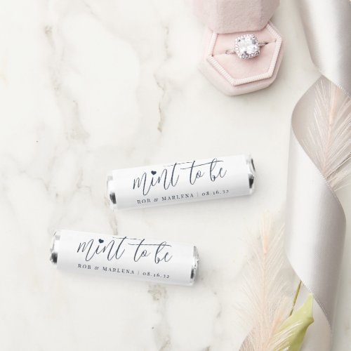 Navy  Heart Calligraphy Personalized Wedding Breath Savers Mints