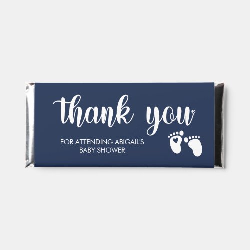 Navy Heart Footprints Boy Baby Shower Thank You Hershey Bar Favors