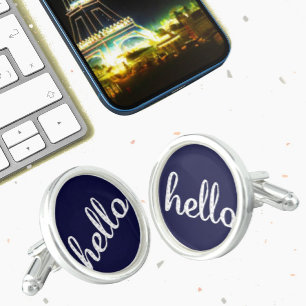 Navy hello Pattern Cufflinks