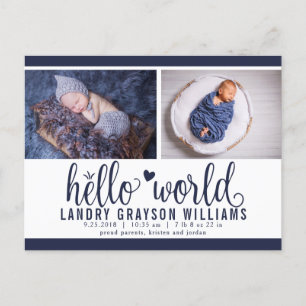 Navy Hello World Photo Birth Stat Announcement