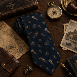 Navy Heritage Grooming Valet Pattern Neck Tie