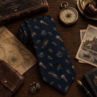 Navy Heritage Grooming Valet Pattern Neck Tie