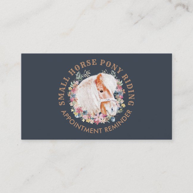 Navy Horse Pony Ride Walk Breed Appointment Business Card