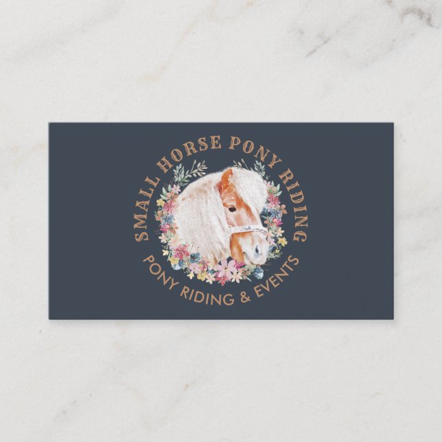 Navy Horse Pony Ride Walk Breed Farm Business Card (Front)