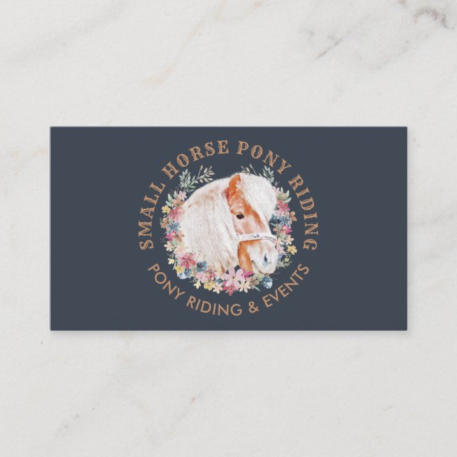 Navy Horse Pony Ride Walk Breed Farm Business Card