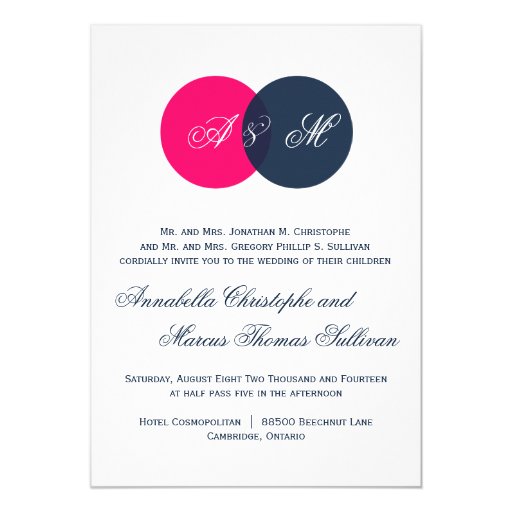 Navy And Hot Pink Wedding Invitations 3