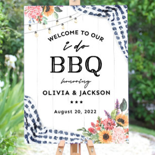 Navy I Do BBQ Welcome Sign, I Do BBQ Welcome Poste Foam Board