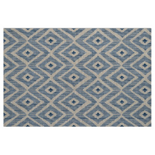 Navy Ikat on natural linen Fabric