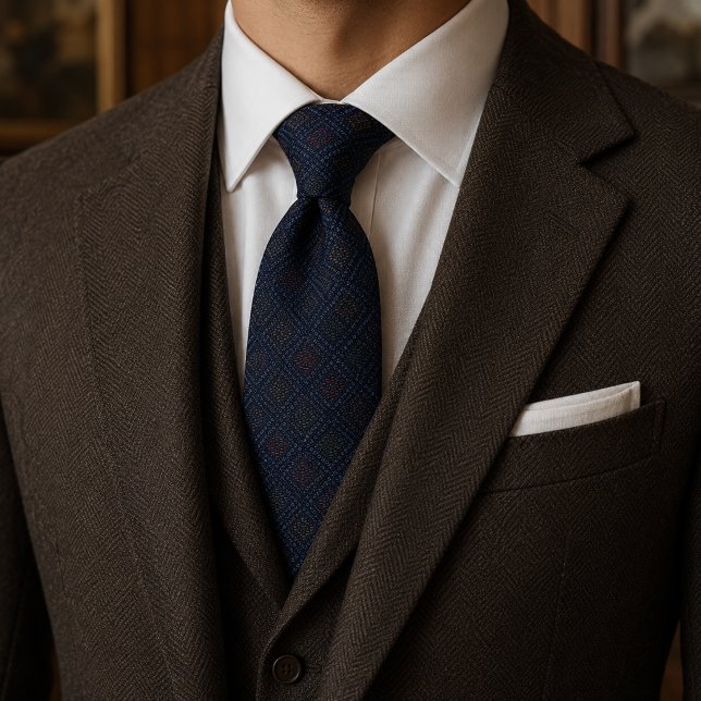 Navy Imperial Dobby Jacquard Neck Tie (Creator Uploaded)