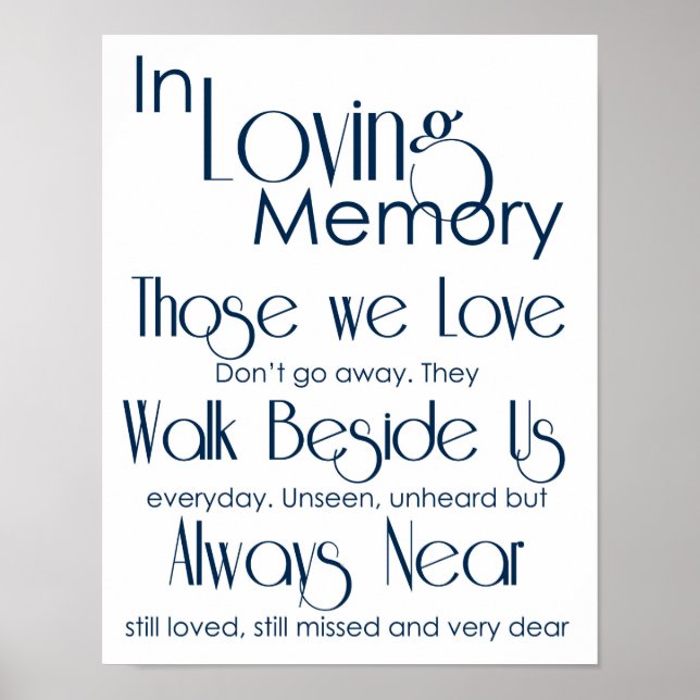 Navy In Loving Memory Wedding Sign (Front)