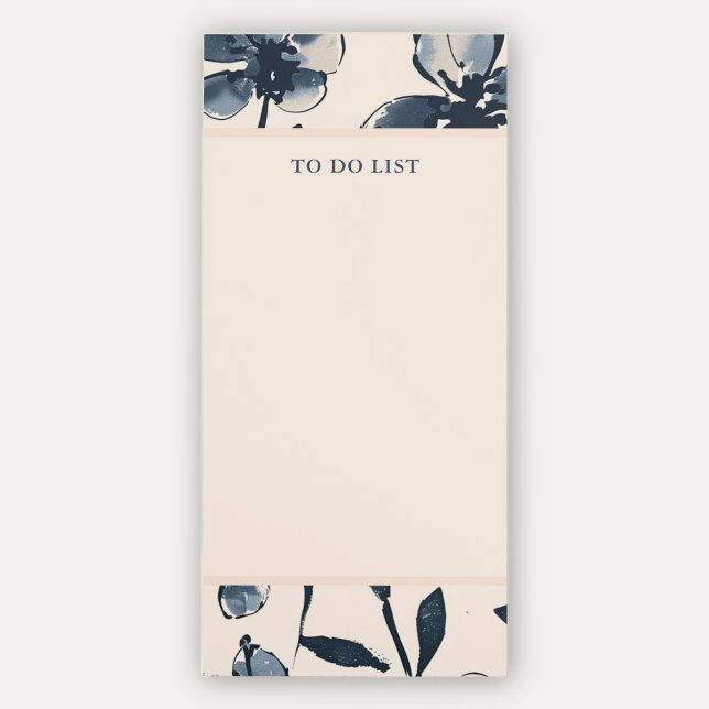 Navy Indigo Floral Cream Magnetic To Do List Notepad (Creator Uploaded)