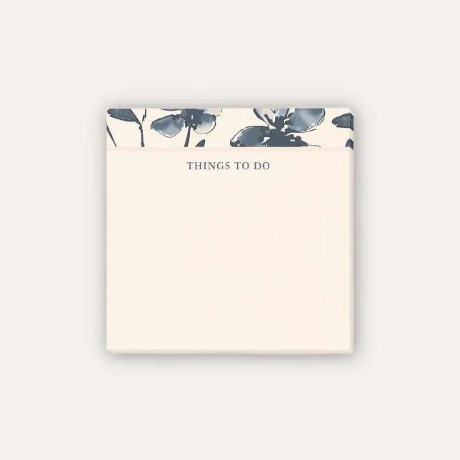 Navy Indigo Floral Cream To Do List Post-it Notes (Creator Uploaded)