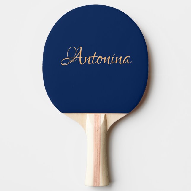 Navy Indigo Modern Name | Trendy Minimalist  Ping Pong Paddle (Front)