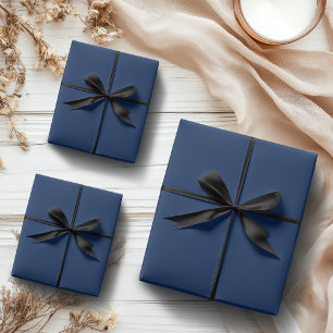 Navy Indigo Solid Color   Classic   Elegant Wrapping Paper Sheets