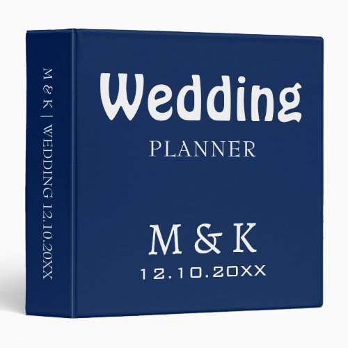 Navy Indigo Stylish Elegant Wedding Planner 3 Ring Binder