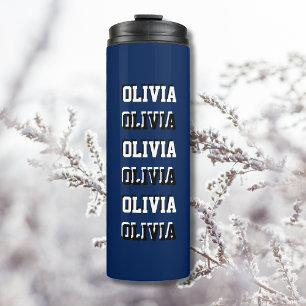 Navy Indigo White and Black Modern Customized Thermal Tumbler