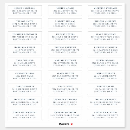 Navy  Individual Guest Address Labels