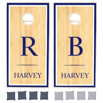 Navy Initials & Name Rustic Wood Wedding Games by riverme at Zazzle
