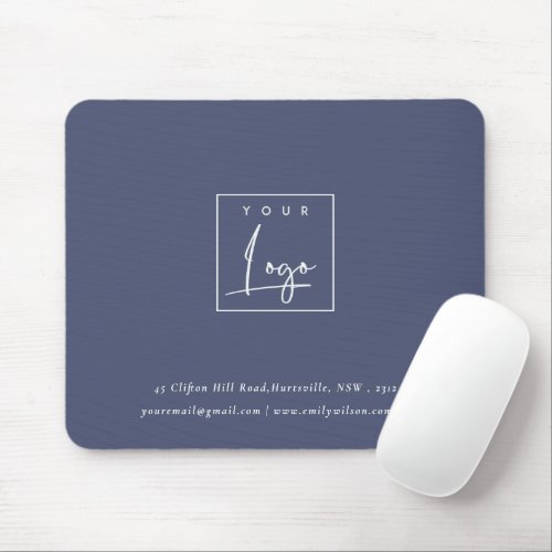 Navy Ink Blue Custom Promotional Business Logo Mouse Pad