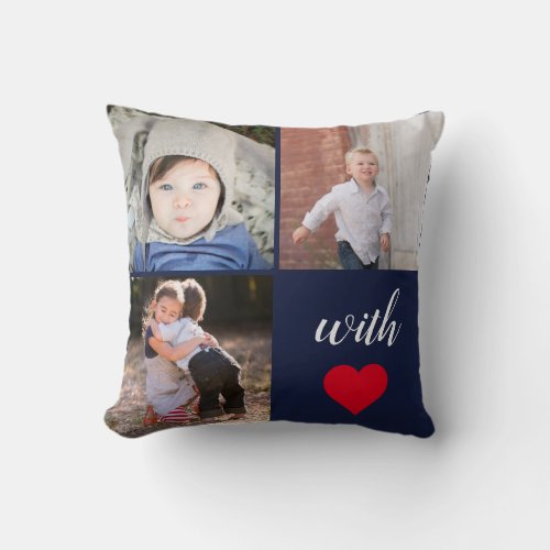 Navy Instagram Photo Collage  With Love Throw Pillow
