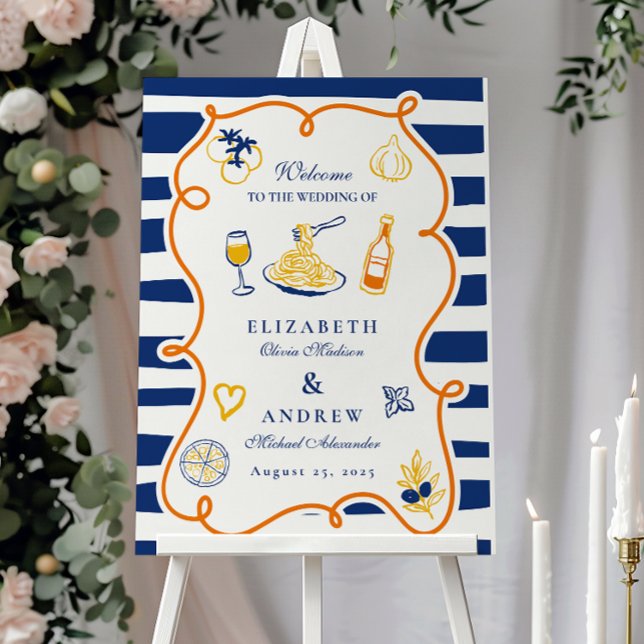 Navy Italian Food Wedding Doodles Foam Board (Creator Uploaded)