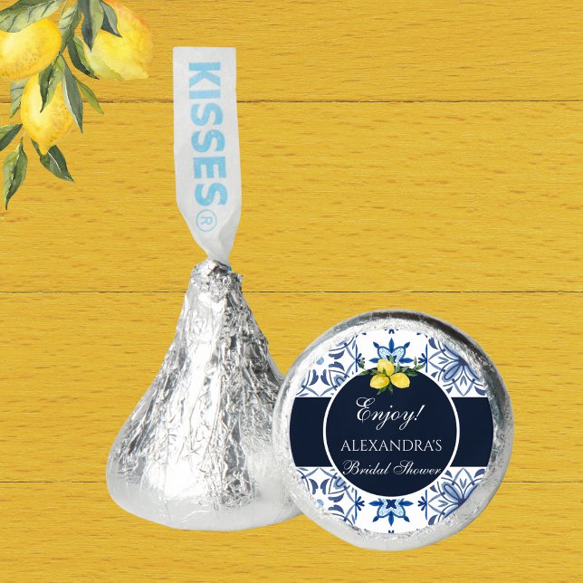 Navy Italian Yellow Lemon Bridal Shower Hershey®'s Kisses® (Creator Uploaded)