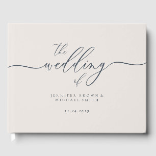 Navy Ivory Minimalist Modern Wedding Guest Book