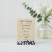 Navy ivory Vintage Flourish Wedding Business Card (Standing Front)